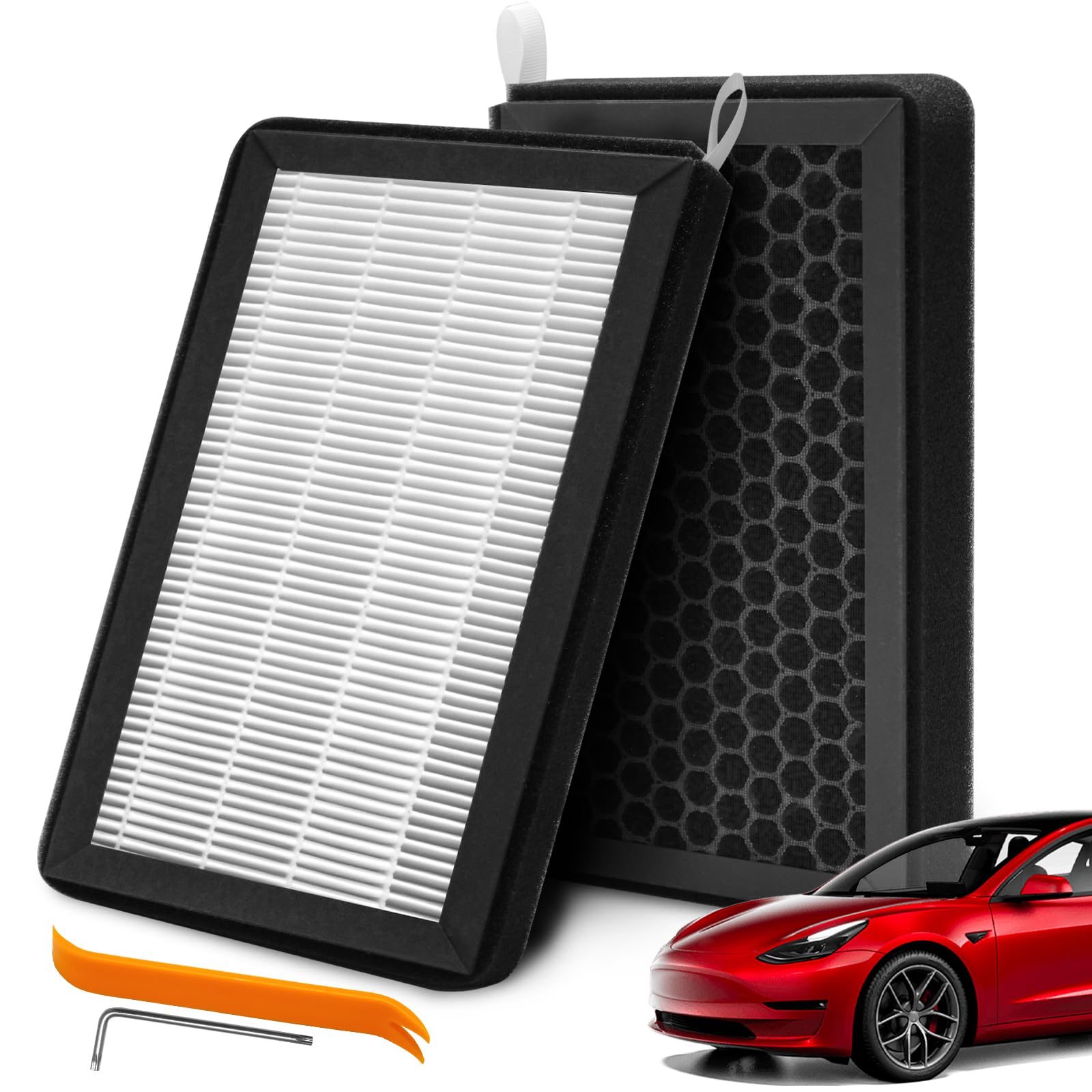 Tesla Model 3/Y HEPA H13 Cabin Air Filter with Activated Carbon (2-Pack)