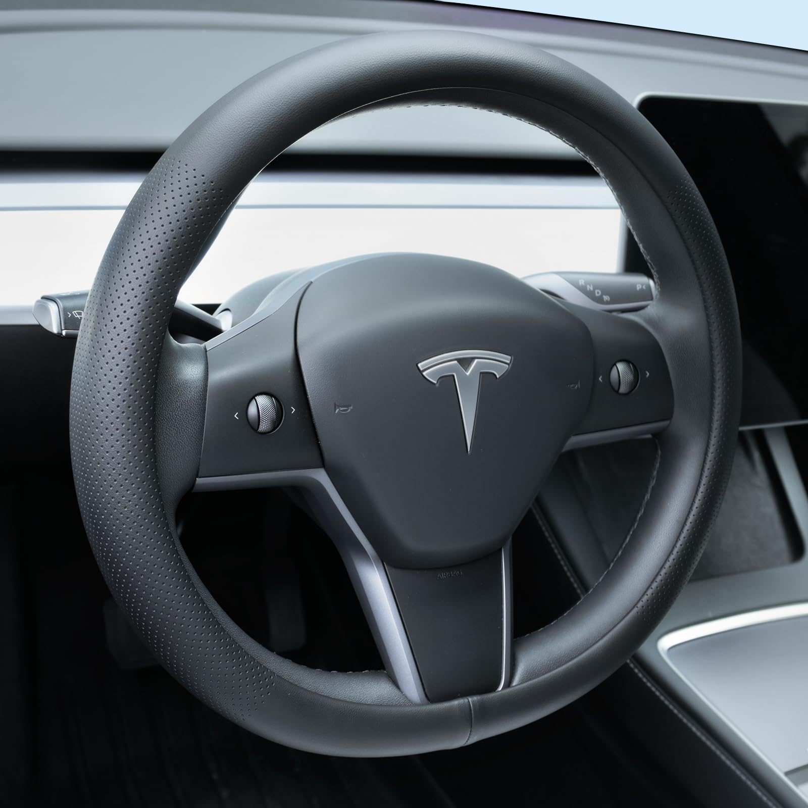 Nappa Leather Steering Wheel Cover for Tesla Model 3/Y (2016-2026, all year ranges)