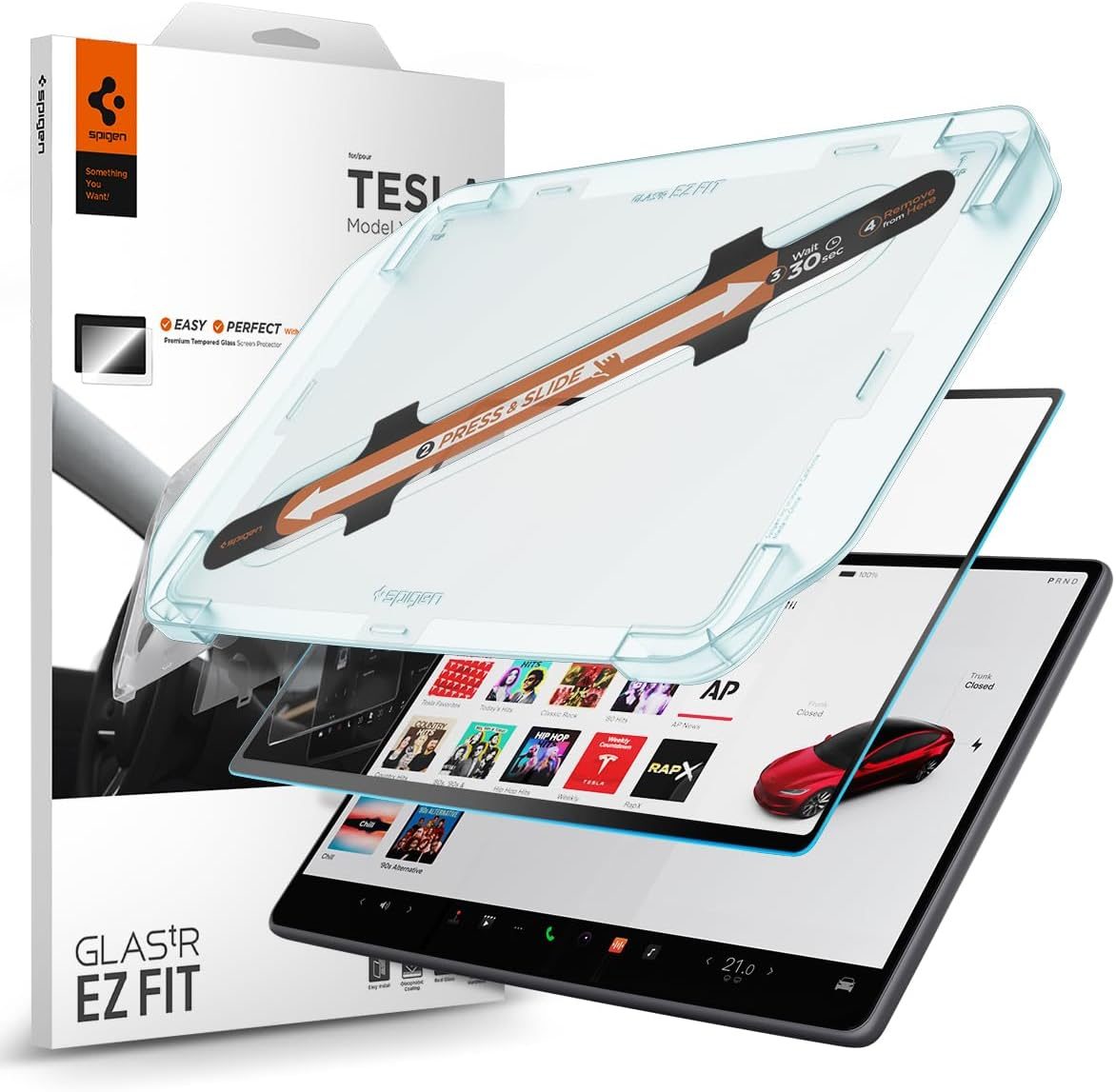 Spigen Tempered Glass Screen Protector — Tesla Model Y